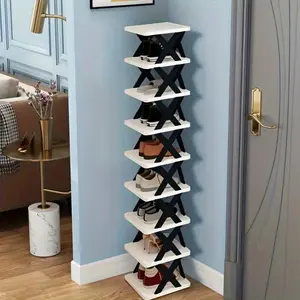 Slim 8-Tier Corner Shoe Rack, Space-Saving Sturdy Plastic Organizer, Holds 8-10 Pairs, Compact Storage Shelf for Entryway Bedroom, Multi-Purpose Home Shoe Storage Stand, Shoe Storage System