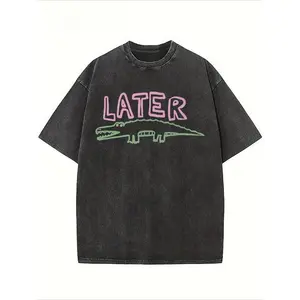 Apex Outpost valentine shirts Sarcastic Later Gator Graphic-Shirt- Funny Unisex Loose Fit Tee with Alligator Design, Breathable Washed, Round Neck Short Sleeve Casual Wear& Holiday Parties