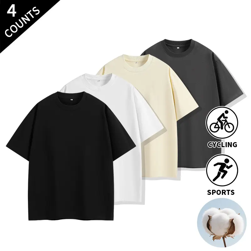 4-Pack Men’s Solid Crew Neck Short Sleeve T-Shirts for Daily Walking, Outdoor Fitness, and Casual Everyday Outfits