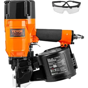 VEVOR Coil Siding Nailer CN65, 1 - 1/4 to 2 - 1/2 15 Degree Pneumatic Siding Nail Gun with Tool - Less Depth Adjustment, 70 - 120PSI Air Coil Nailer for Siding, Pallet Sheathing, Wooding, Fencing, Decking