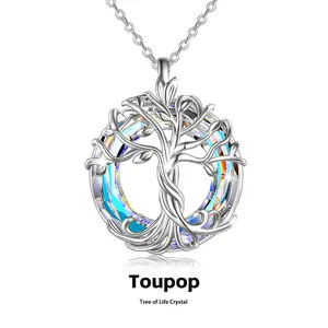 Exquisite Tree of Life Pendant Necklace for Women | Chain 18'' 925 Sterling Silver Pendant with Created Austrian Crystal | Hypoallergenic Jewelry Gift for Girlfriend,Mom, Wedding, Birthday, Anniversary Mother's Day | Eco-Friendly Luxury Jewelry