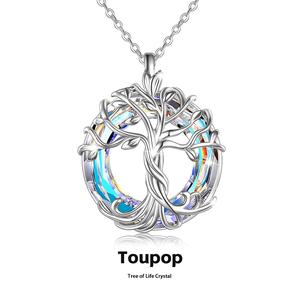 Exquisite Tree of Life Pendant Necklace | Chain 18'' 925 Sterling Silver Pendant with Created Austrian Crystal | Hypoallergenic Jewelry Gift for Girlfriend,Mom,Man, Wedding, Birthday, Anniversary Mother's Day | Eco-Friendly Luxury Jewelry