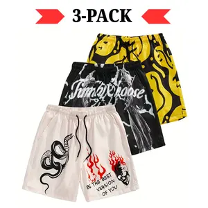 3 PCS Men's  Shorts, Casual Comfy Breathable Shorts for Summer,Beach vacation men's printed shorts,Quick Dry & Super Comfortable,Comfy Beach Shorts That Go With Everything |   Summer Must-Have