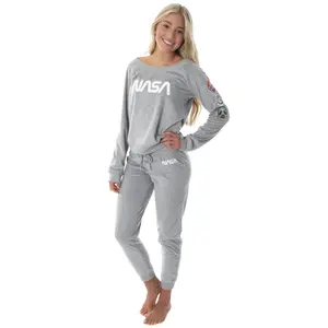 NASA Worm Logo Women's Juniors' Space Shuttle Patches Shirt And Jogger Pants Pajama Set