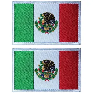 2PCS AliPlus Mexico Flag Embroidered Morale Patch Set for Tactical Military Gear with Hook and Loop Backing