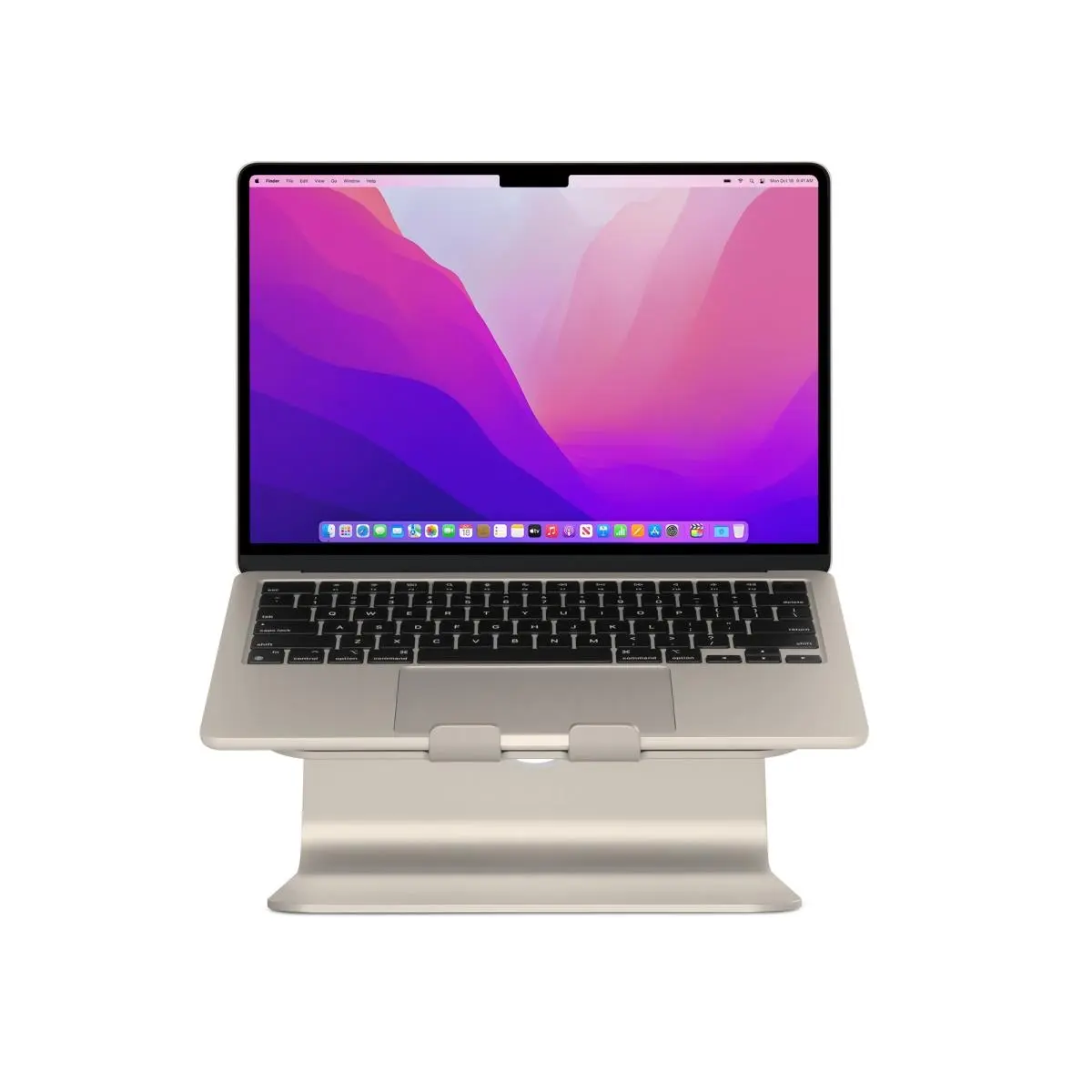 Rain Design 10092 mStand Aluminum Heatsink Laptop Stand - Starlight, Tilt Function, 7.5 in Depth, 5.9 in, 10 in., 3 lbs, Cable Outlet, Improves Airflow, for Macbooks, Computer Accessory (Computers & Office Equipment, Laptop Stands & Trays)