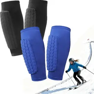 1 Pair Soccer Shin Guards with Honeycomb-Padded Calf Compression Sleeves, Lightweight Soccer Training Equipment for Kids, Suitable for Football, Baseball Use