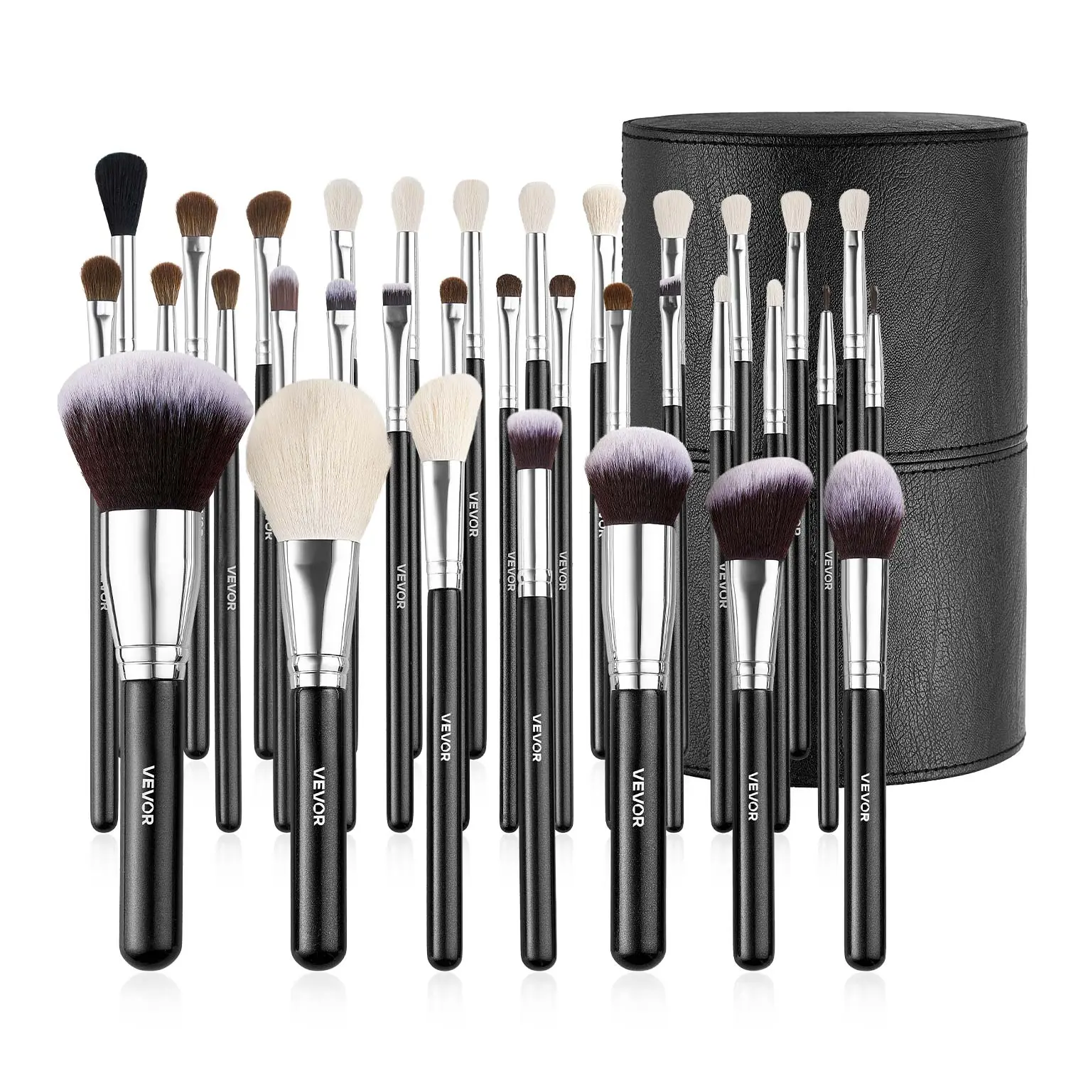 【Summerfinds】VEVOR 34-Piece Makeup Brush Set - Eyeliner, Soft Cosmetic, Face & Full-Face Blend Foundation Brushes for Blending, Eyeshadow, Concealer, Blush - Ergonomic Wood Handle, Travel-Friendly Case, Kits, Eyeliner Brush Set, Soft Cosmetic Brushes
