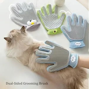 upgraded pet grooming glove, cloud pet deshedding glove, double sided cat grooming glove, silicone hair remover glove, dog massage brush, cat shedding tool tamer
