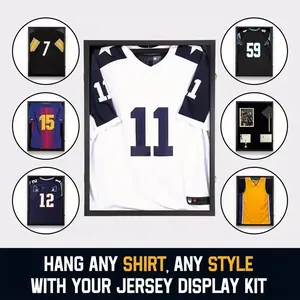 18x14 sports jersey display case, black, white, brown optional, heavy-duty frame secures signed jerseys, transparent display highlights collection beauty, wall-mount easy, top choice for fans and collectors