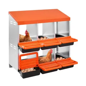 6-Compartment Roll-Out Chicken Nesting Box with Galvanized Steel Construction