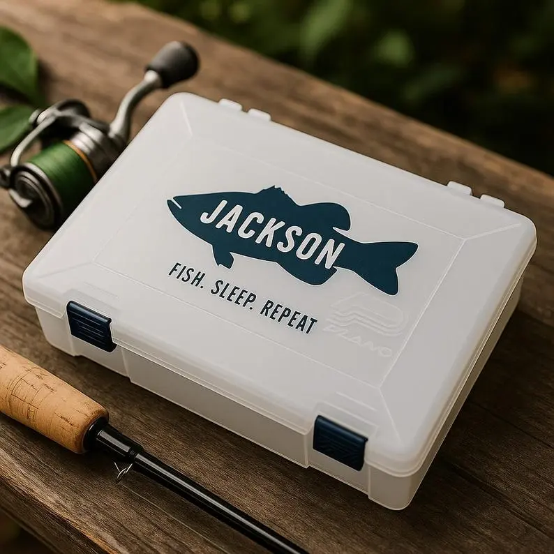 Personalized Fishing Tackle Box for Dad - Custom Gift for Fisherman Dad or Grandpa - Plano Fishing Storage case -Christmas Gift for him