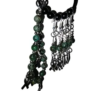 African Turquoise Jasper Beaded Bracelet and Fashionable Earrings Set Hand Crafted US No Choking Hazard Small Parts Gift for Cancer Survivor
