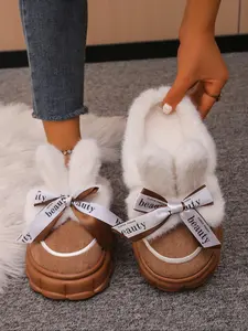 Women's Plush Lined Slippers, Ultra Soft Indoor Outdoor Home Shoes, Thick Cushion Comfortable Easy Wear Lightweight Design Durable Materials, Perfect Holiday Gift