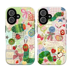 Very Hungry Caterpillar Collage Phone Case Duo, Flowers Strawberries Buttons Bows Stars Patchwork Pastel Vibes, fashion vibes cheerful comforting gift play now, iPhone 17 16 15 14 13 12 Pro Max Plus X, Galaxy S25 S24 S23 S22 Ultra