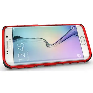NAKEDCELLPHONE'S RED GRENADE GRIP RUGGED TPU SKIN HARD CASE COVER STAND FOR SAMSUNG GALAXY S6 EDGE SM-G925 PHONE