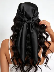 Women's Solid Color Headscarf Scarf, Fashion Shiny Silk Square Towel, High-Quality Satin Fabric 90cm Large Size Headband Wrap