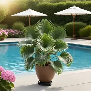1 Large Artificial Palm Tree Plant with Lush Green Leaves Realistic Fake Tree with Trunk and Pot Low Maintenance Indoor
