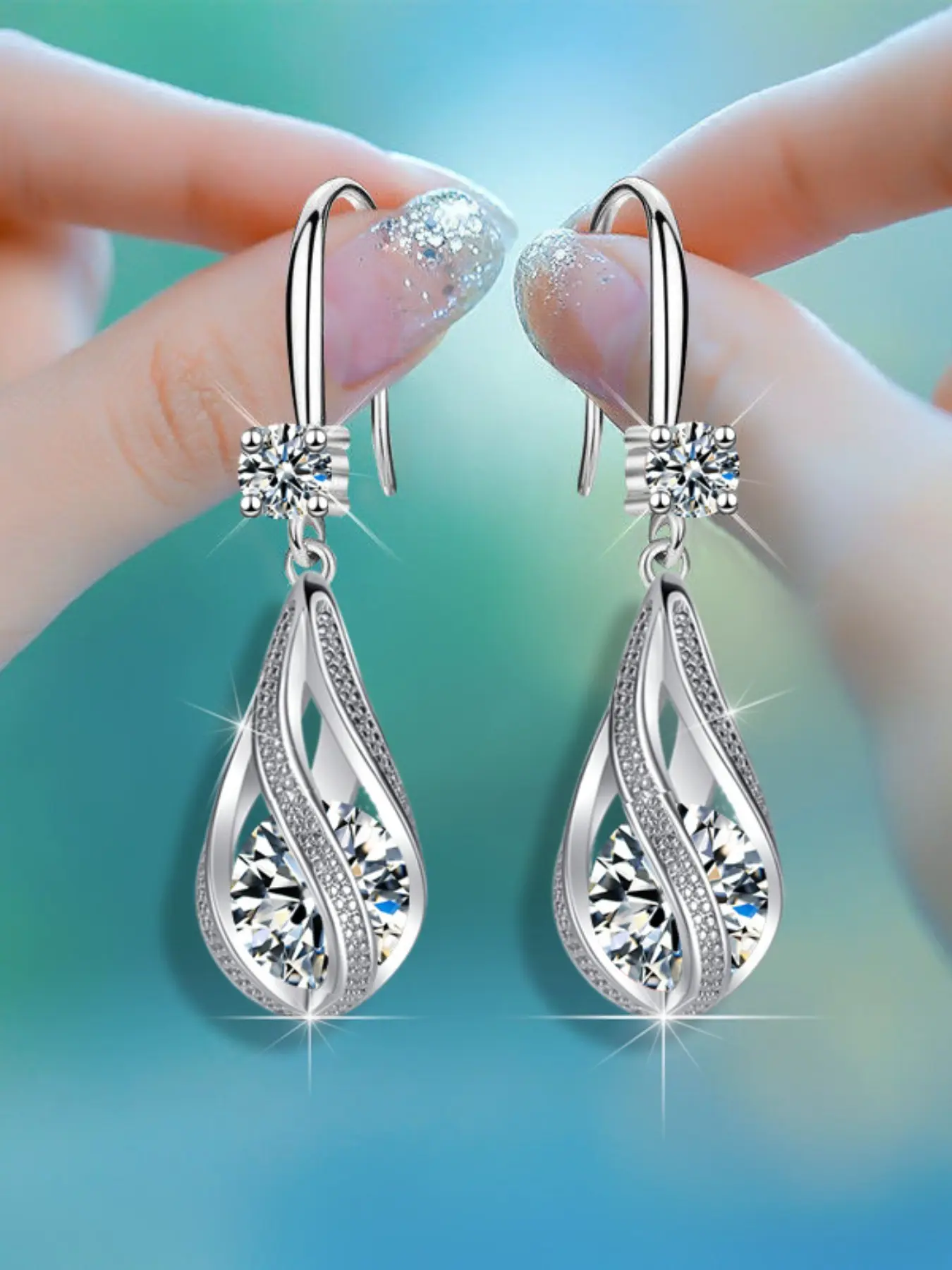 Elegant Imitation Crystal Earrings for Women Water Drop Dangle Hook, Dangly Earrings, Teardrop Earrings, Perfect Wedding Jewelry Birthday Anniversary Gift for Her, Statement Earrings, Shining Earrings, Earrings Dangling