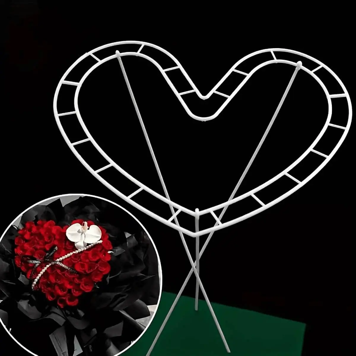 Heart-Shaped Flower Bouquet Stand, Plastic Spiral Decorative Lightweight Floral Holder, Room Decoration Ornaments, Handmade for Camellia and Other Flowers, Ideal Gift for Valentine's Day, Table Centerpiece Decor