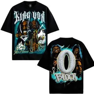 King Von Block Shirt Unisex Graphic Tee 100% Cotton Soft Breathable Non Shrinking Solid Colors Heather Blend, Gifts for fans