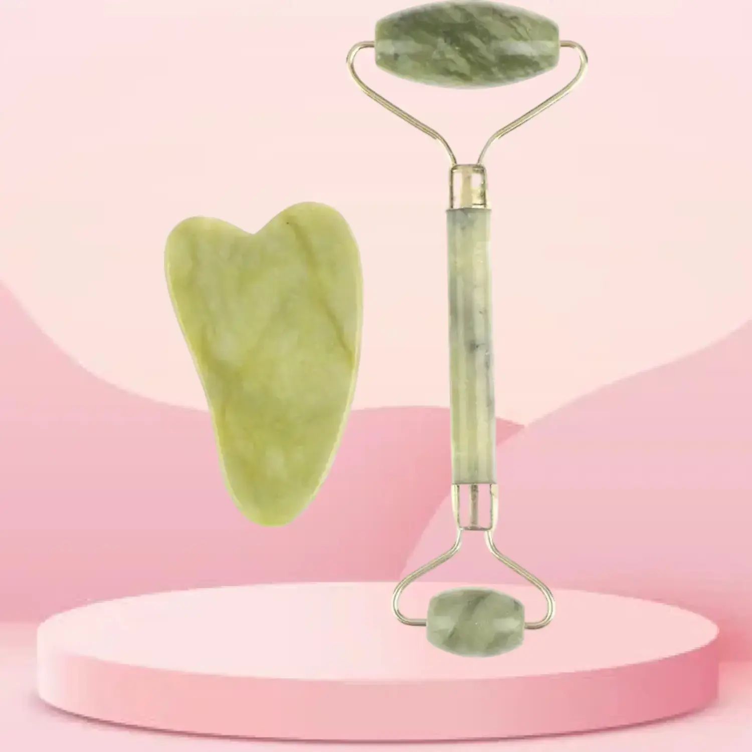 Natural Rose Jade Roller Face Massage Gua Sha Board Jade Massager Body Facial Eye Scraping Acupuncture Face Lift Beauty Roller