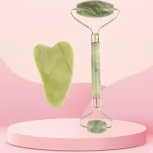 Natural Rose Jade Roller Face Massage Gua Sha Board Jade Massager Body Facial Eye Scraping Acupuncture Face Lift Beauty Roller