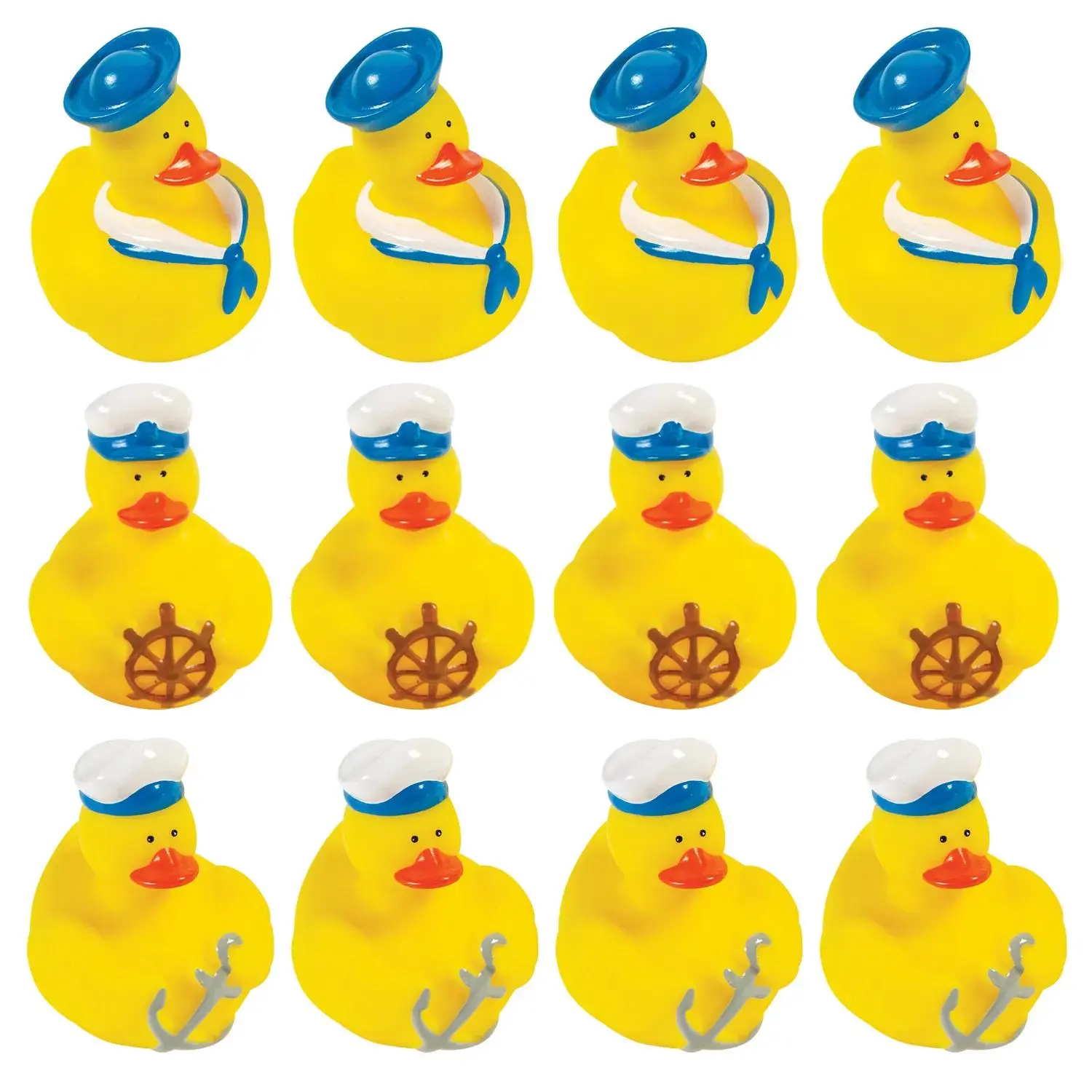 2" Nautical Sailor Characters Rubber Ducks in Uniform - 12 Pc.