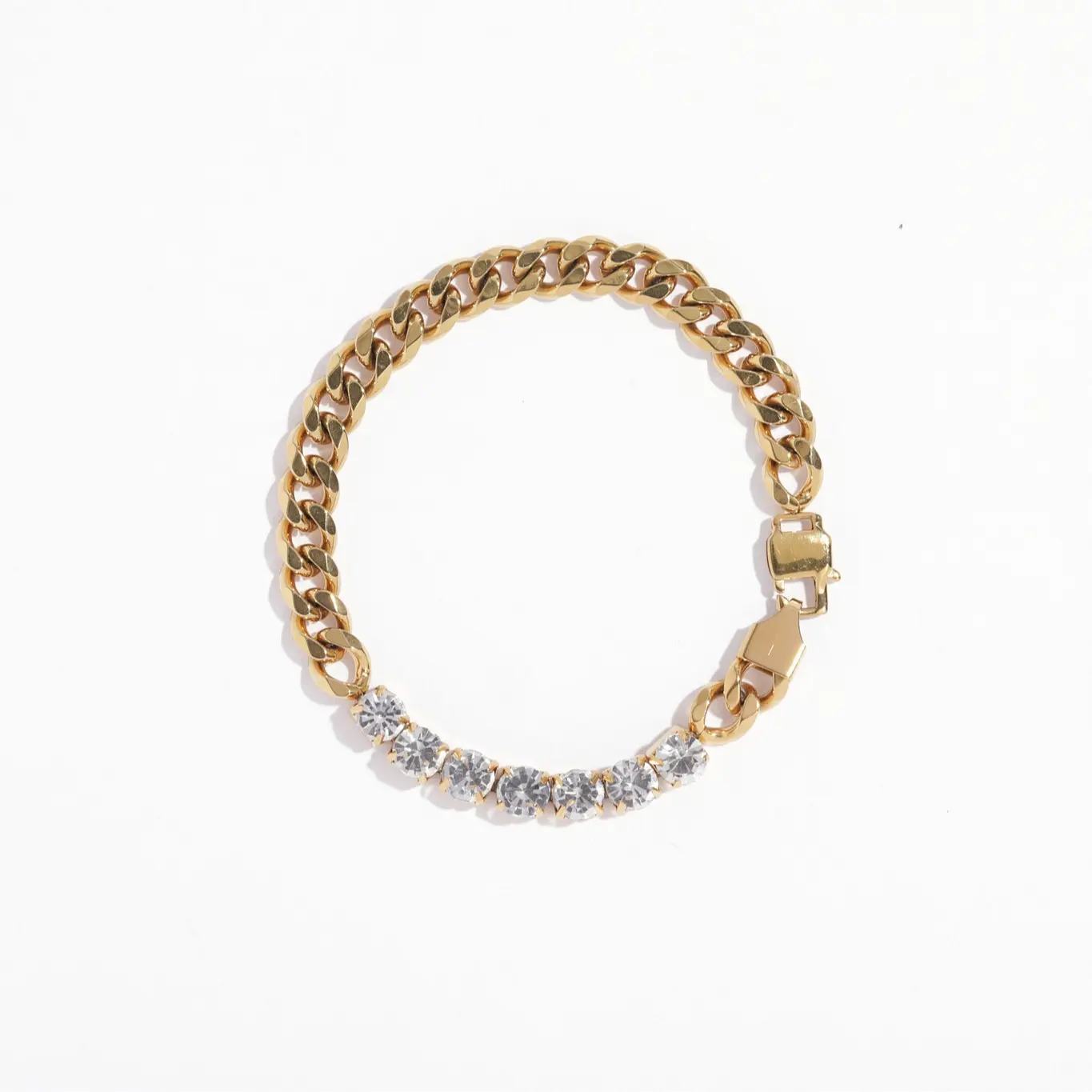 Gold Cuban Link Crystal Bracelet