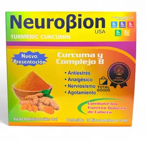 Neuro Curcuma y Complejo B 10 Vials Ampolleta Bebible de 15ml Wellness Support & Anti-Stress Relief