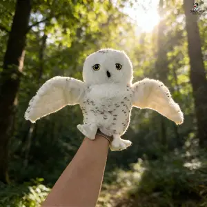 Owl Hand Puppet Plush Toy Soft Stuffed Animal, 20cm/7.8in Animal Cartoon Finger Story Doll, Educational Baby Toy for Family Play & School Performance