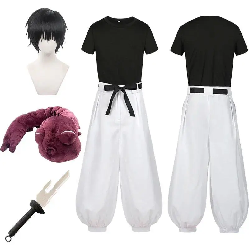 Manga Anime Fushiguro Toji Satoru Gojo Cosplay Costume Wig T-shirt Pants Rose Net Halloween Christmas Gift