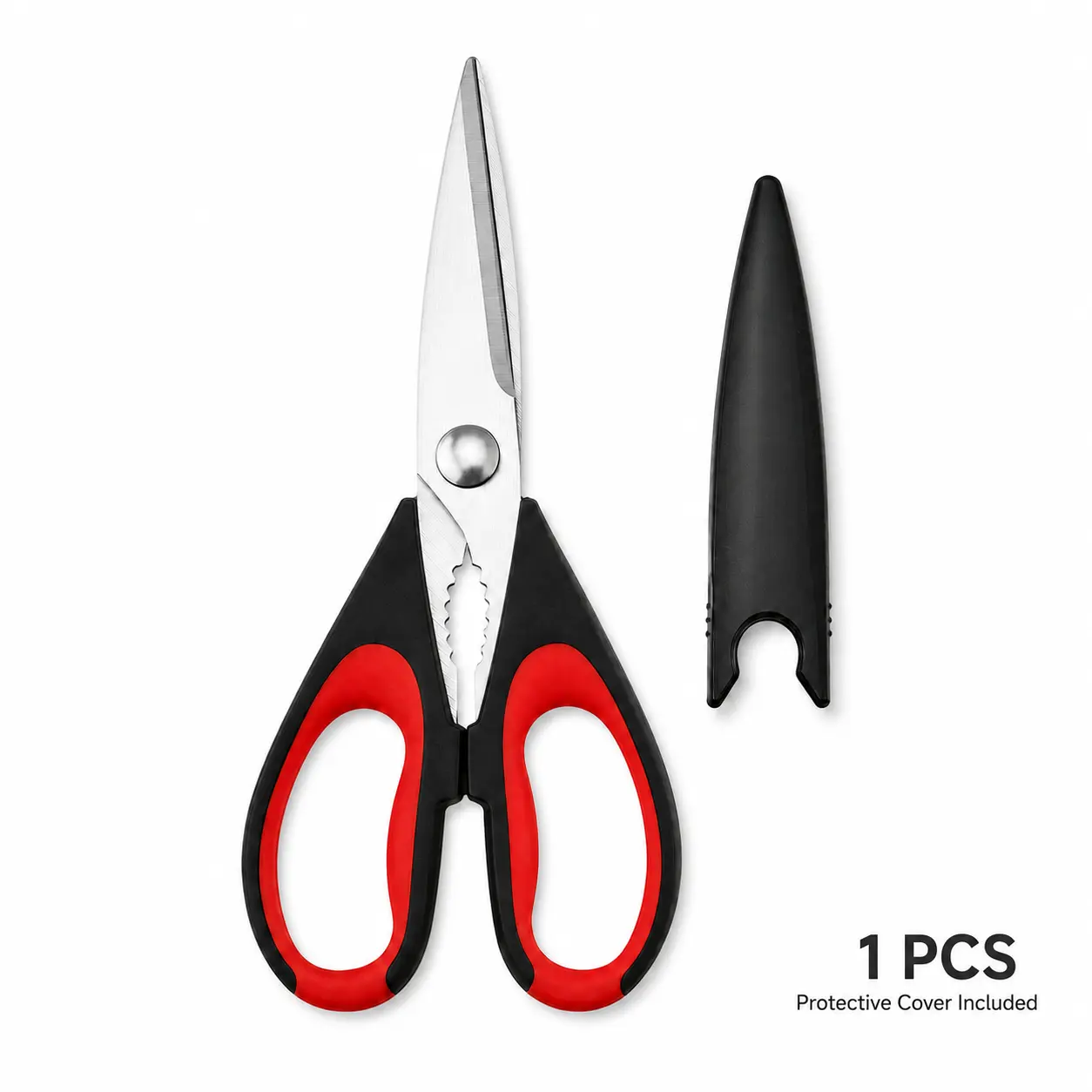 Heavy-Duty Thick Food-Grade Stainless Steel Kitchen Shears with Protective Cover, Ultra-Sharp All-Purpose Poultry Scissors for Chicken Bones, BBQ Meat, Home Meal Prep, Restaurant-Grade Home Supply Gadget
