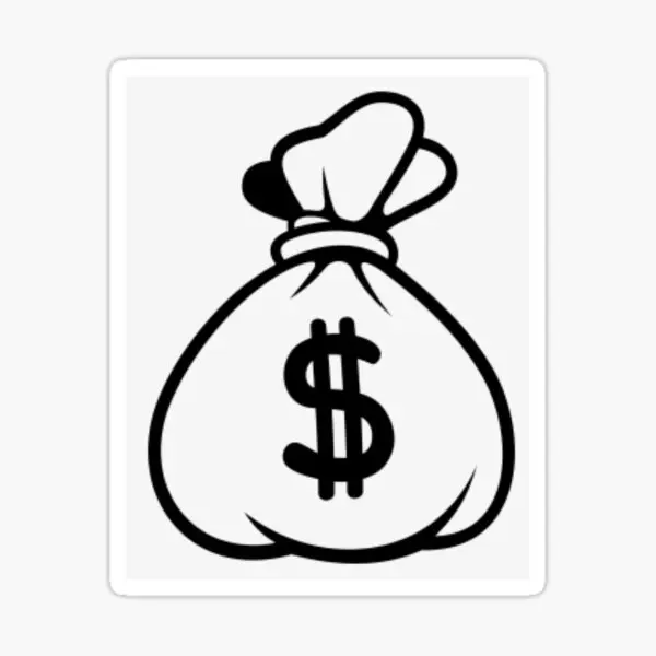 Money Bag Decal 2x2 - White Design with Dollar Sign for Easy Application