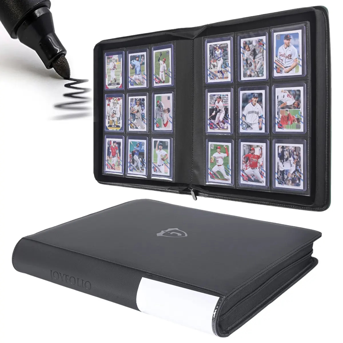 Toploader Binder, Holds 288 Toploaders, 9 Pocket Top Loader Binders with Sleeves, 3x4 Inch Rigid Card Holders for Trading & Sports Cards Trading Card Storage