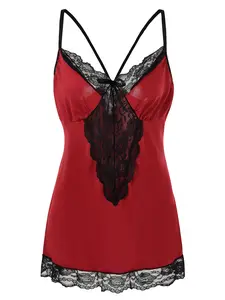 Crazyflare Sexy Plus Size Silk Nighty Chemise Satin Lingerie Sets