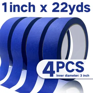 4 Rolls Premium Painters Tape, Blue Tape, Masking Tape, Paint Tape for Multi-Purpose, Painting, Painter's, DIY Crafts Arts (88yd =1 IN*22yd*4) Decoration Labeling No Residue, Easy Removal