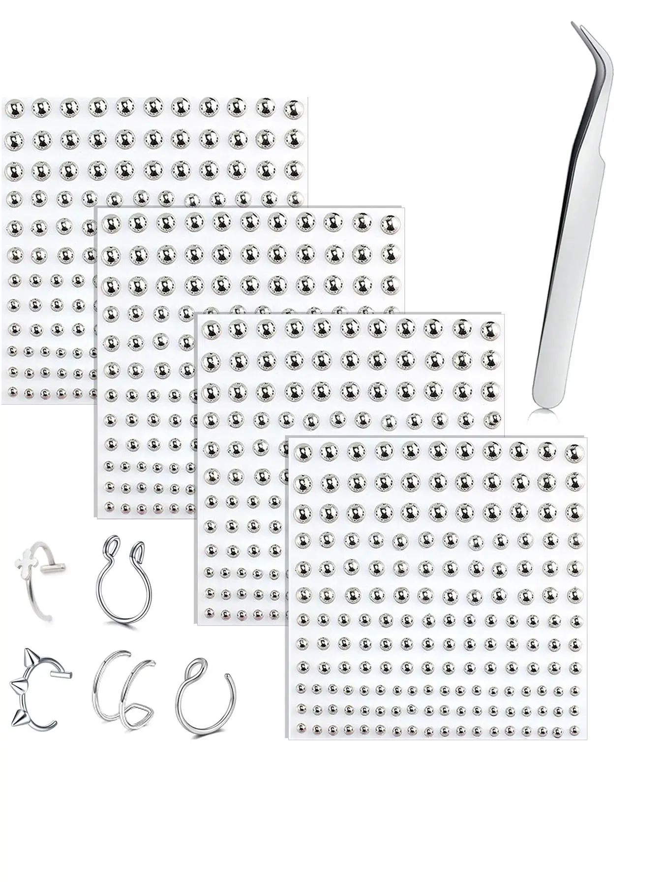 Fake Lip Ring, Fake Lip Piercing, Fake Nose Ring Hoop, Fake Face Piercing, Fake Lip Stud, Fake Nose Stud, Stick on Fake Eyebrow Piercing, Fake Eyebrow Ring, Fake Piercing Balls, Silver Nose Piercing Jewelry, Spiral Nose Ring, Body Jewelry, Body Jewellery