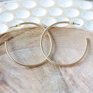 Medium Skinny Everyday Gold Hoops | Classic Hoop Earrings - Pierce and Hide