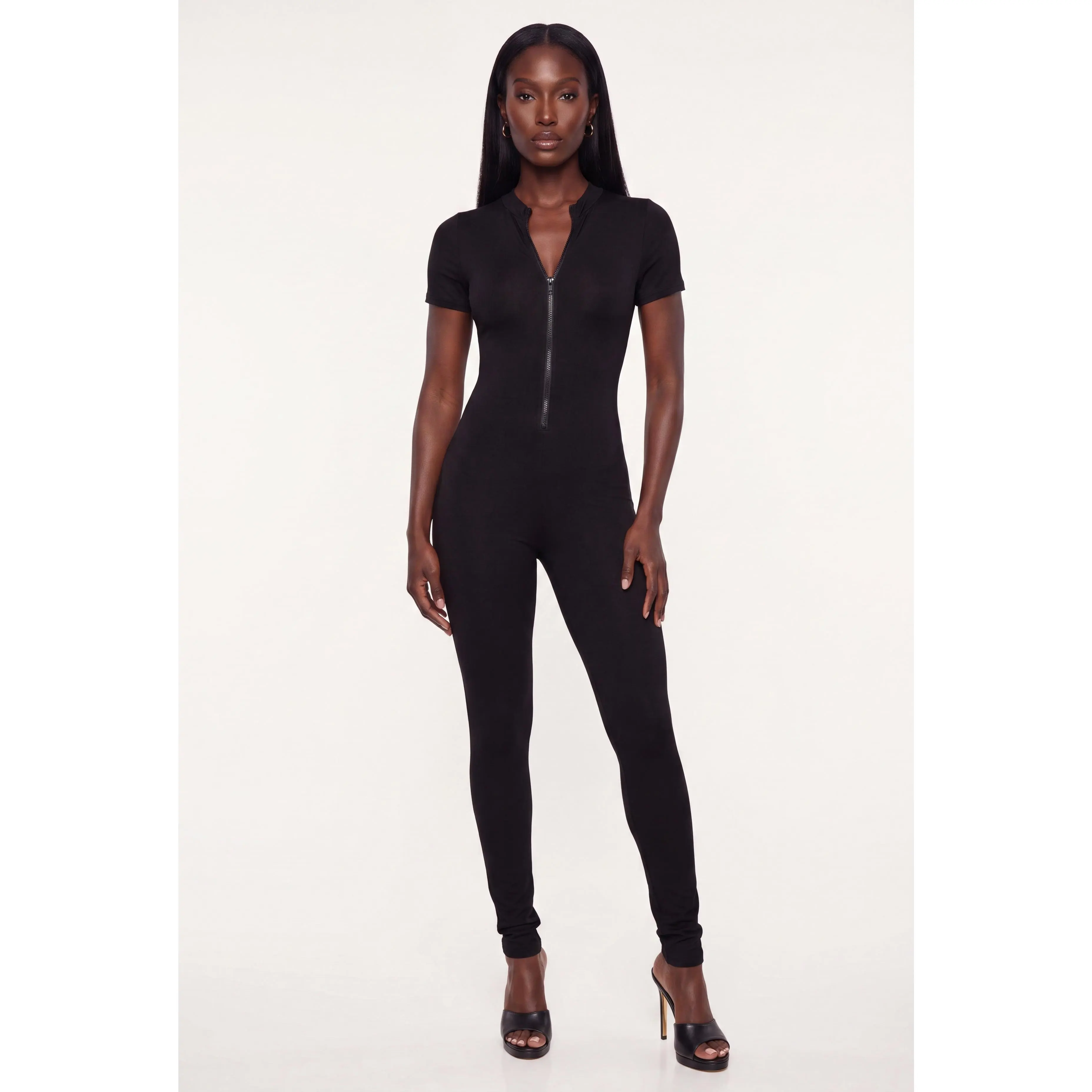 Zip Front Short Sleeve Catsuit