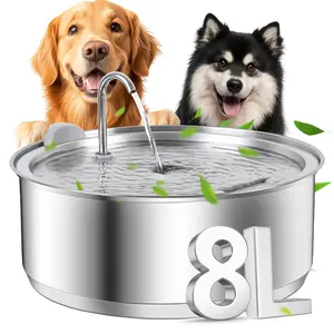 Dog Water Fountain for Large Dogs, 8L/2.1Gal Stainless Steel, Ultra Quiet Water Pump, 5-Layer Filter System, Great for Large Dogs, Cats, and Multi-Pet Homes, Drinking Water Bowl
