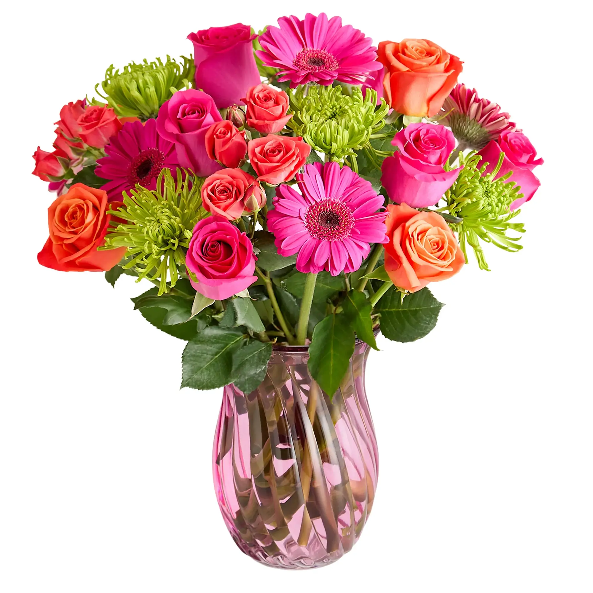 1800 Flowers- Vibrant Blooms Bouquet with Clear Vase, Fresh Flowers