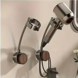 Hands-Free Hair Dryer Stand, Suction Cup Wall Mount, 360° Adjustable, Cable Storage, No Drilling Required, Bathroom Accessories, Hair Dryer Rack, Hair Dryer Holder
