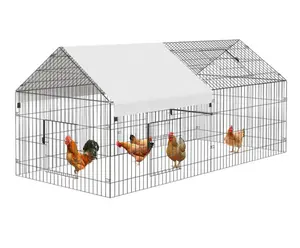 7.1'x3.2'x3.2' Large Walk-in Chicken Coop - Galvanized Steel with Waterproof Cover & Security Lock, Ventilated Outdoor Design