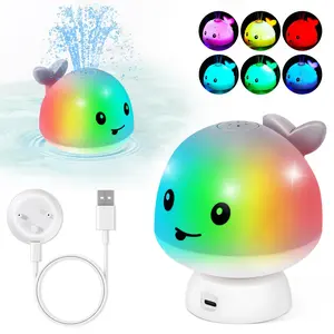 Whale Pool Toy with Charging Cable Dock, Rechargeable Pool Fountain Toy , - IPX8 Waterproof Light Up Bath Toys Sprinkler for Kids Gifts