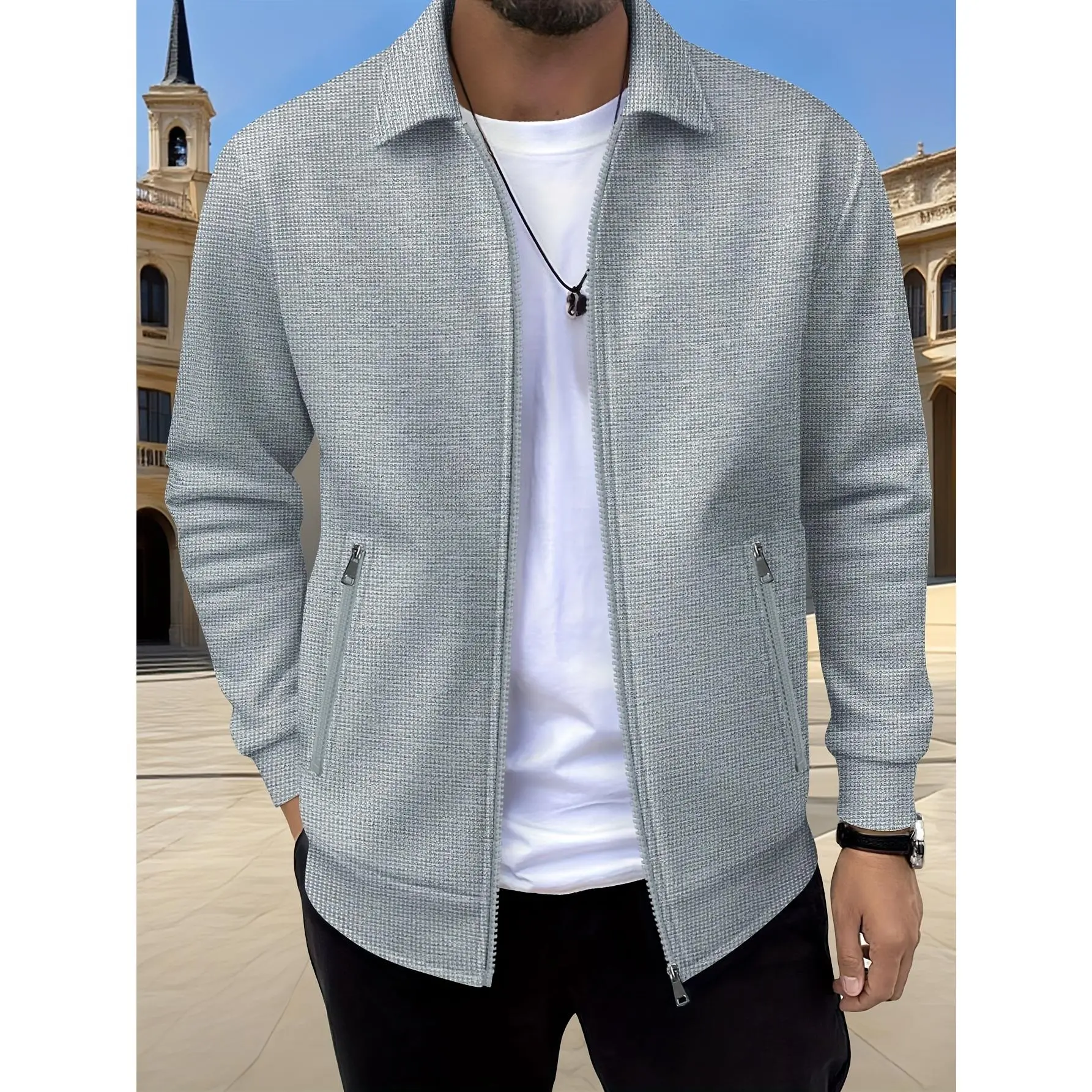 Men's Athletic Track Jacket with Long Sleeves, Lightweight Full-Zip Outerwear for Outdoors, Running, and Gym Workouts - Multi-Size