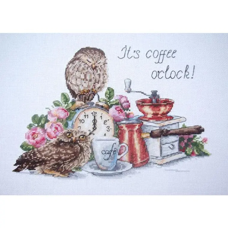 It's Coffee O'clock Counted Cross Stitch Kit by Merejka K-83