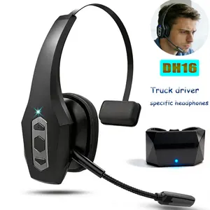 Wireless Trucker Bluetooth Headset with Mic DH16 Bluetooth Headset with Dual Noise Cancelling Microphone & Mute Button, 65Hrs Working Time PC Headset for Cell Phones, Computer, Truck Driver Audio Headphone