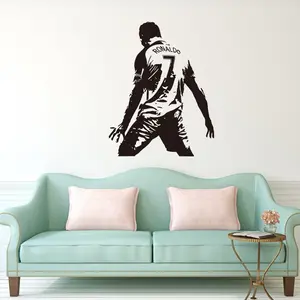 Cronaldo Theme Wall Sticker Set, Decorative Wall Sticker, Wall Art Stickers, & Art Style, Removable Wear-Resistant Material, Ideal for Football Fans' Bedroom Decor