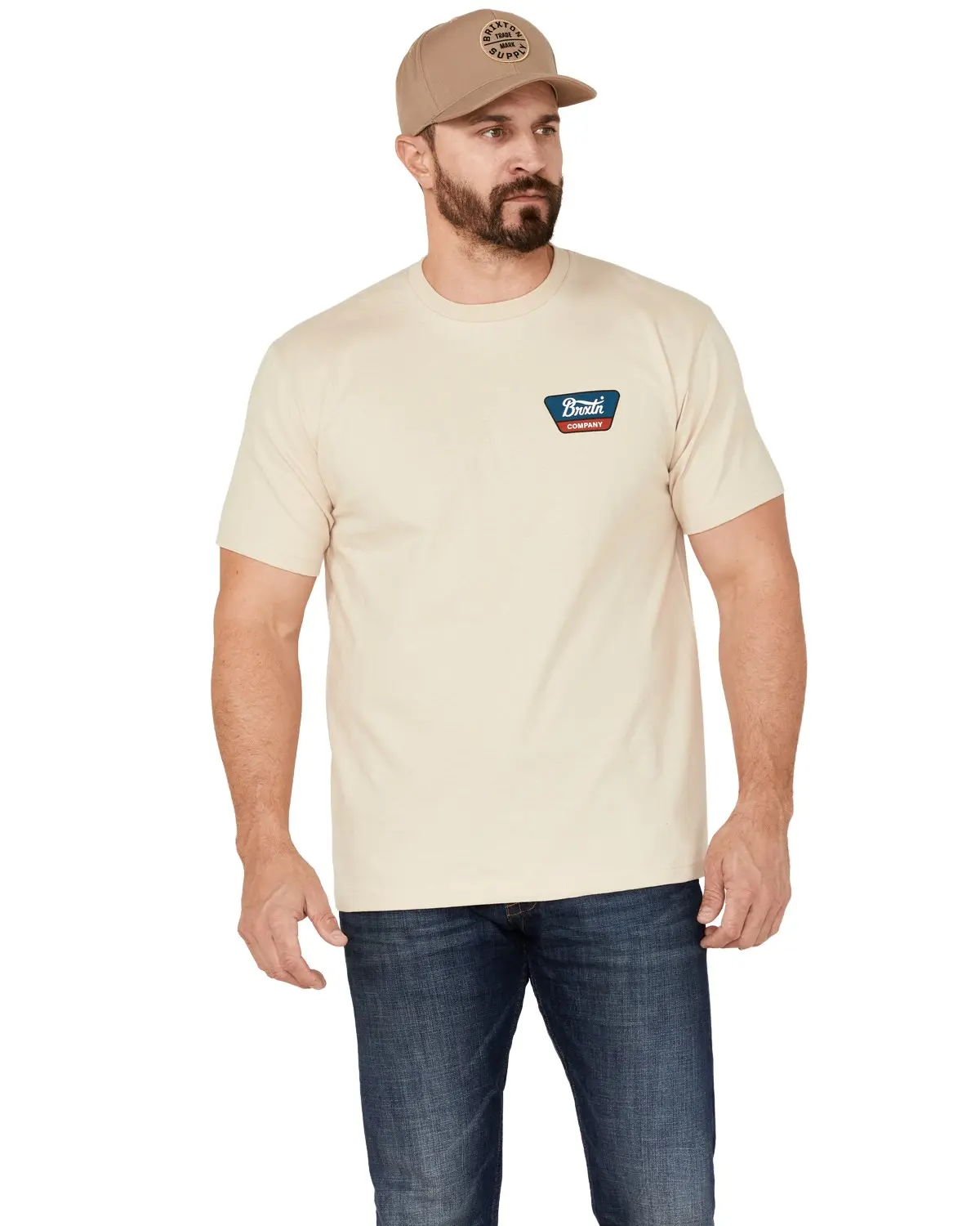 Brixton Men's Men'S Linwood Logo Graphic Standard T-Shirt - 16172-Cream